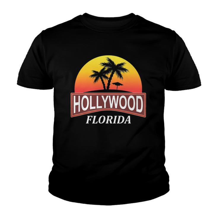 Hollywood Florida Beach Vacation Palm Tree Youth T-shirt