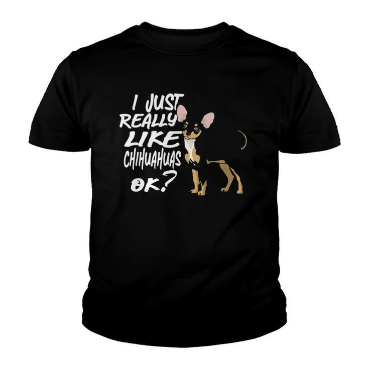 I Just Really Like Chihuahuas Ok Funny Chihuahua Owner Youth T-shirt