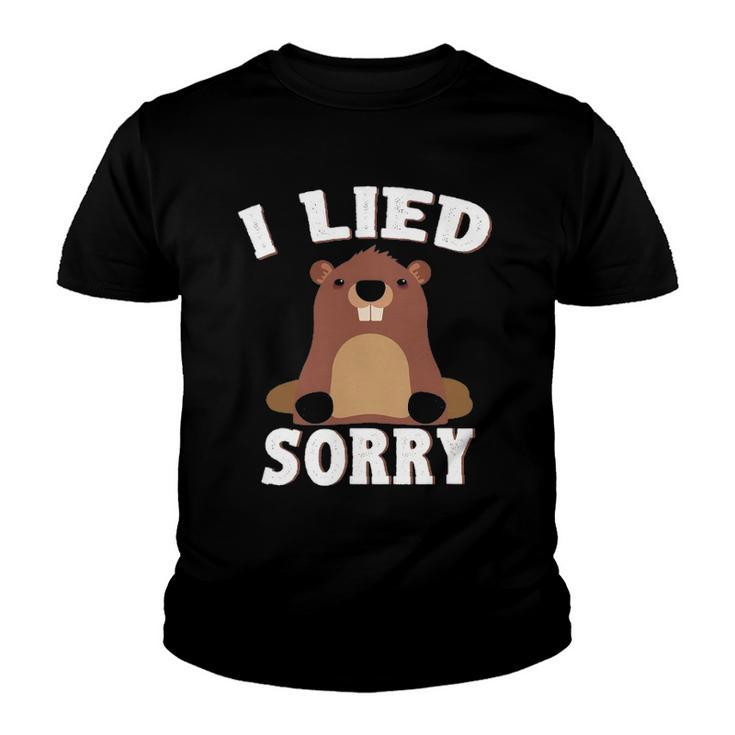 I Lied Sorry Funny Groundhog Day Brown Pig Gift Youth T-shirt