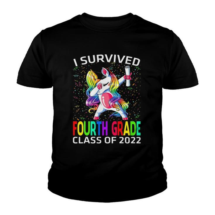 I Survived Fourth Grade Class Of 2022 Graduate Unicorn Youth T-shirt