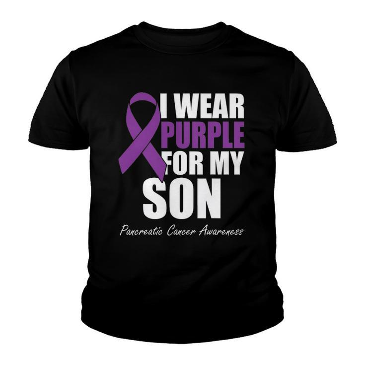 I Wear Purple For My Son Pancreatic Cancer Awareness Youth T-shirt