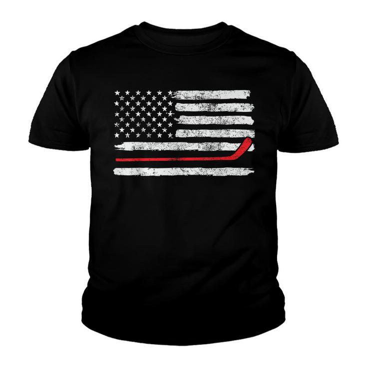 Ice Hockey Player Usa American Flag 4Th Of July Vintage  Youth T-shirt