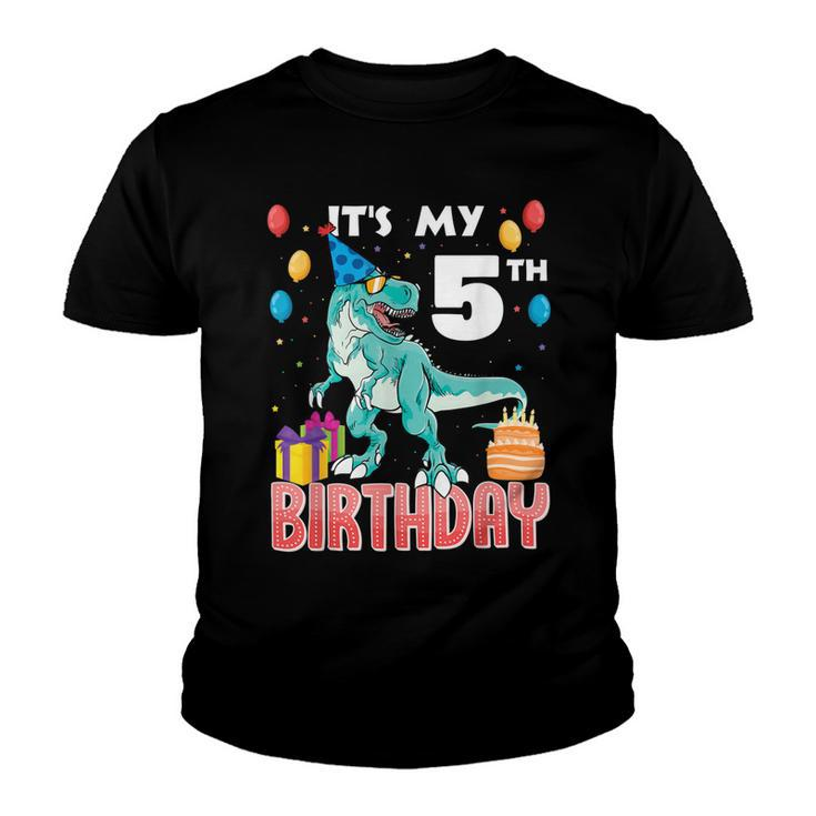 Its My 5Th Birthday Dino T-Rex 5 Years Old Bday  Youth T-shirt