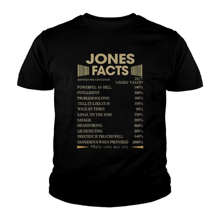 Jones Name Gift Jones Facts Youth T-shirt