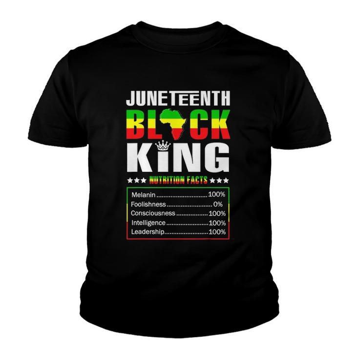 Juneteenth Black King Nutritional Facts Boys Youth T-shirt