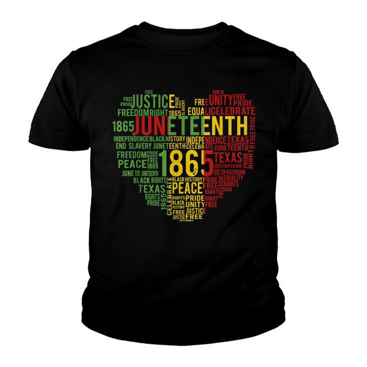 Juneteenth Heart Black History Afro American African Freedom V2 Youth T-shirt