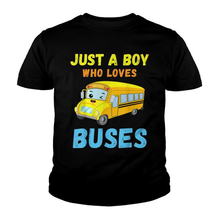 Just A Boy Who Loves Buses Birthday Cute Yellow School Bus  Youth T-shirt