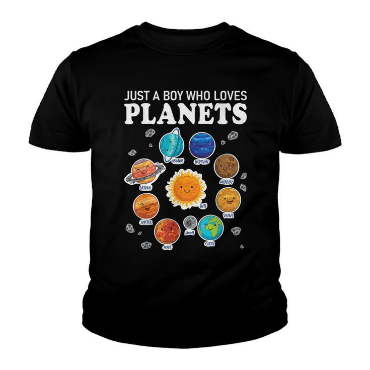 Just A Boy Who Loves Planets Funny For Boys Kids  Youth T-shirt
