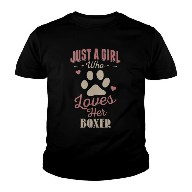 Just A Girl Who Loves Her Boxer Dog Lover Youth T-shirt