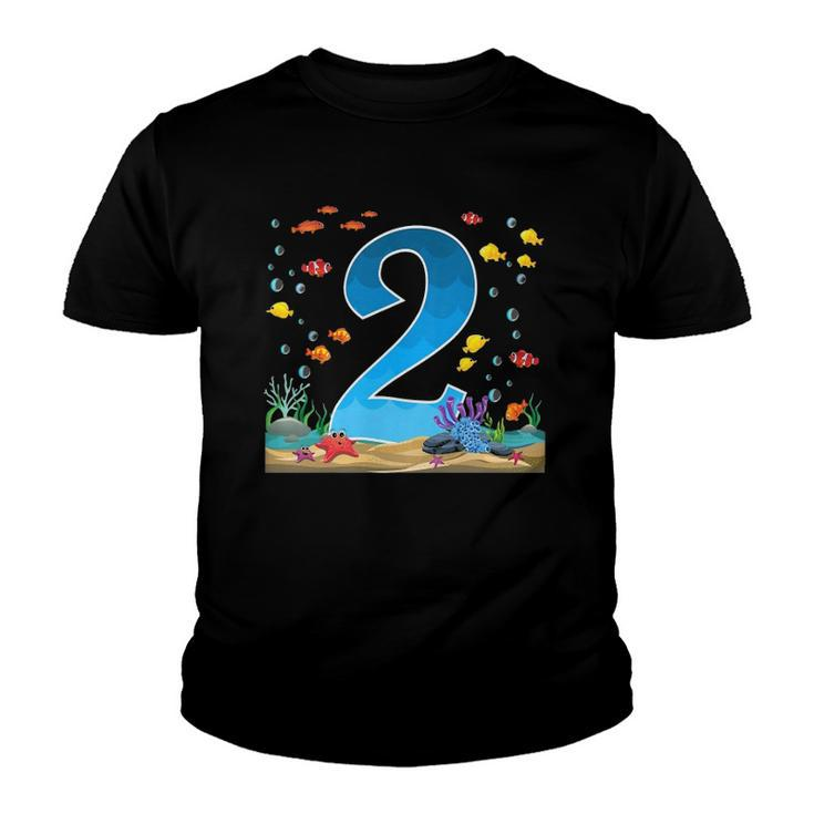 Kids 2 Years Old Ocean Birthday Under The Sea Fish Theme 2Nd Gift Youth T-shirt