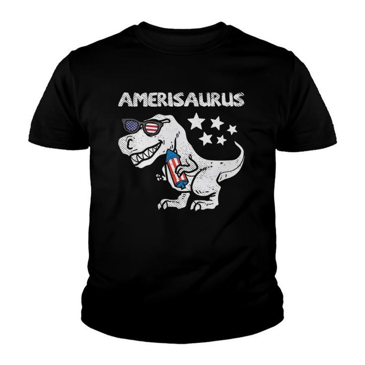 Kids Amerisaurus Trex Dinosaur 4Th Of July Patriotic Kids Boys Youth T-shirt