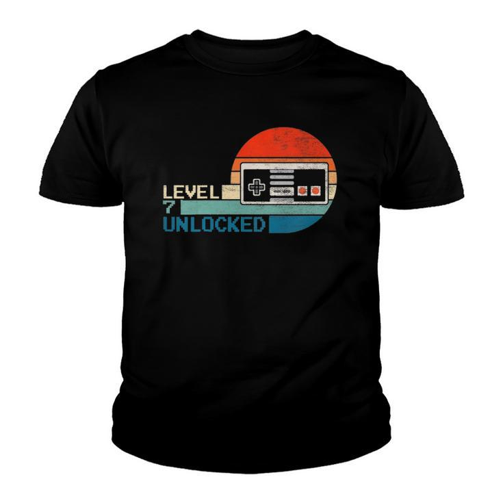 Kids Unlocked Level 7 Birthday Boy Video Game Controller Youth T-shirt