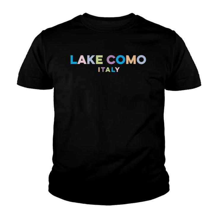 Lake Como Italy Colorful Type Youth T-shirt