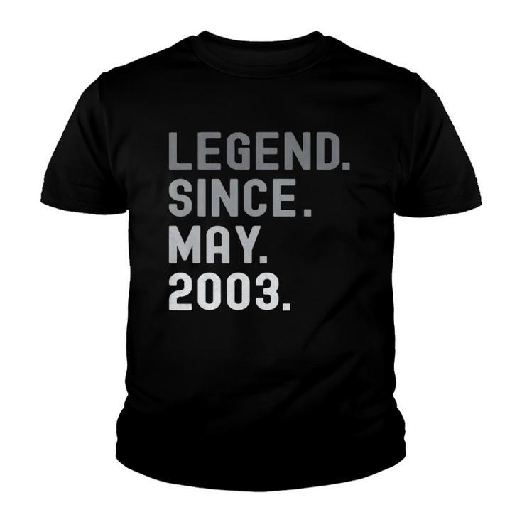 Legend Since May 2003  19 Years Old 19Th Birthday Gifts Youth T-shirt