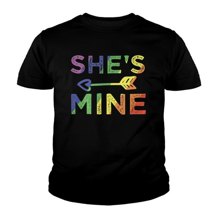 Lesbian Couple Shes Mine Im Hers Matching Lgbt Pride  Youth T-shirt