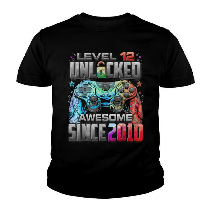 Level 12 Unlocked Awesome Since 2010 12Th Birthday Gaming  Youth T-shirt