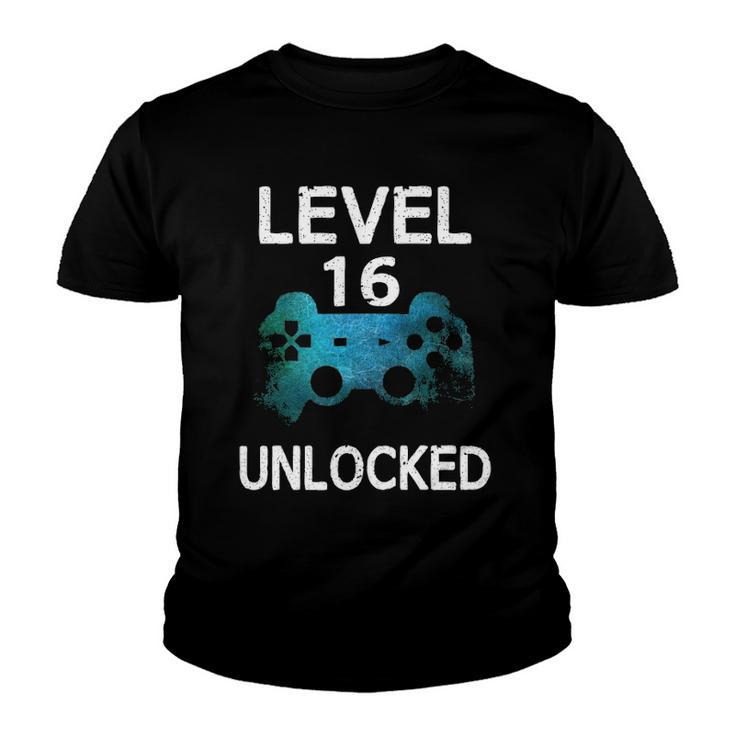Level 16 Unlocked Boys 16Th Birthday 16 Years Old Gamer Youth T-shirt