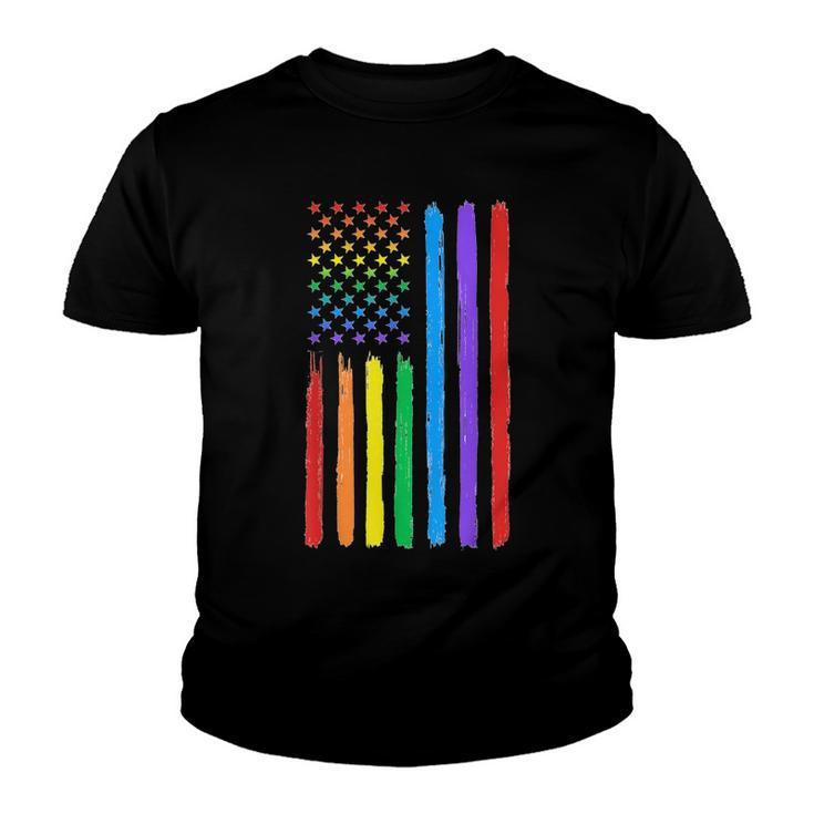 Lgbtq American Flag Pride Rainbow Gay Lesbian Bi Transgender  Youth T-shirt