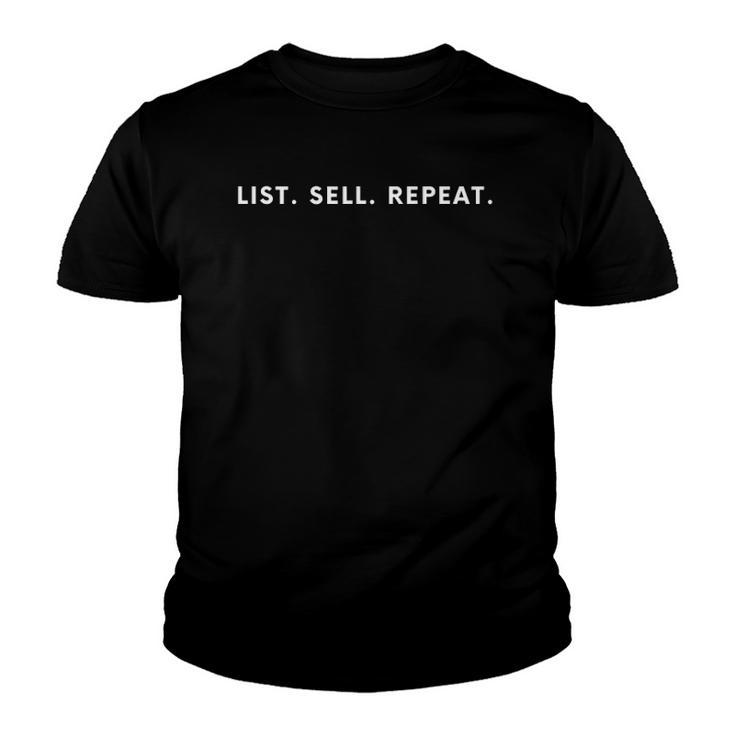 List Sell Repeat Real Estate Agents Youth T-shirt