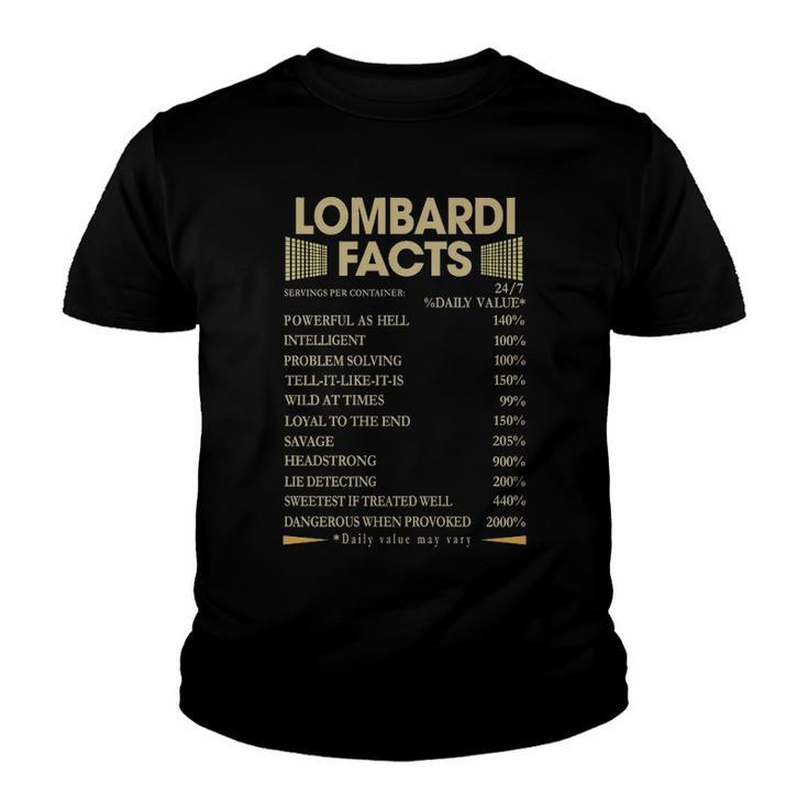 Lombardi Name Gift   Lombardi Facts Youth T-shirt