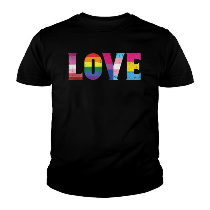 Love Lgbtq Pride Ally Lesbian Gay Bisexual Trans Pansexual  Youth T-shirt