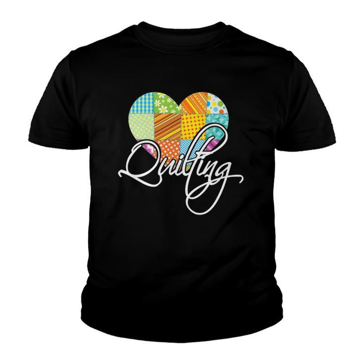 Love Quilting Heart Quilting Youth T-shirt