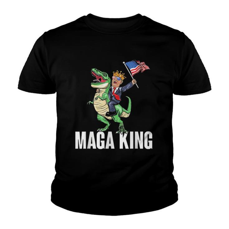 Maga King Trump Riding Dinosaur Youth T-shirt
