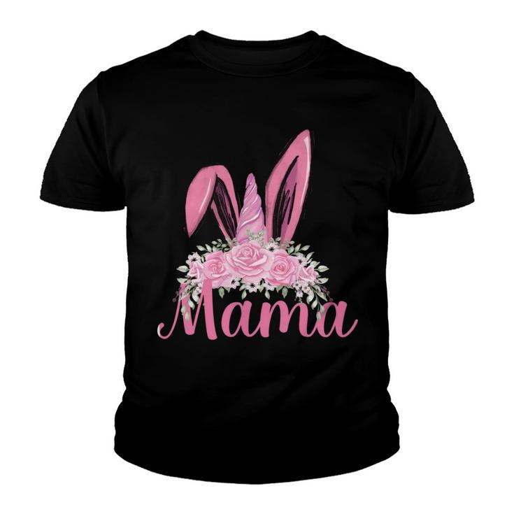 Mama Floral Leopard Bunny Easter Happy Easter Mothers Day Youth T-shirt