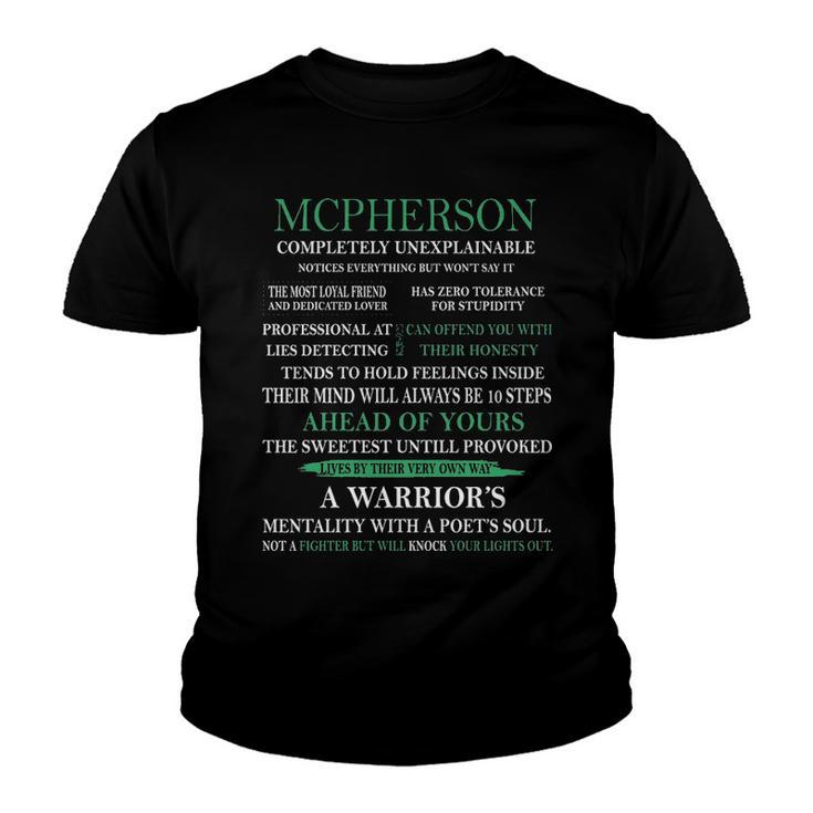 Mcpherson Name Gift   Mcpherson Completely Unexplainable Youth T-shirt