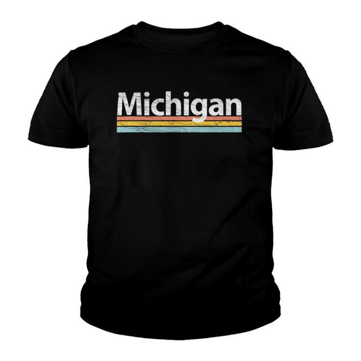 Michigan - Mi Vintage Worn Design - Retro Stripes Classic Youth T-shirt