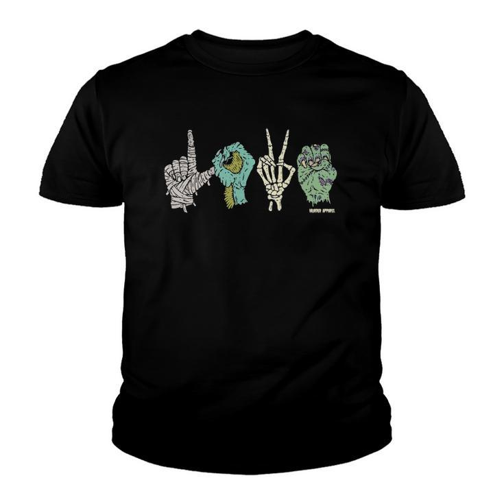 Monster Love Sign Language Spooky Youth T-shirt
