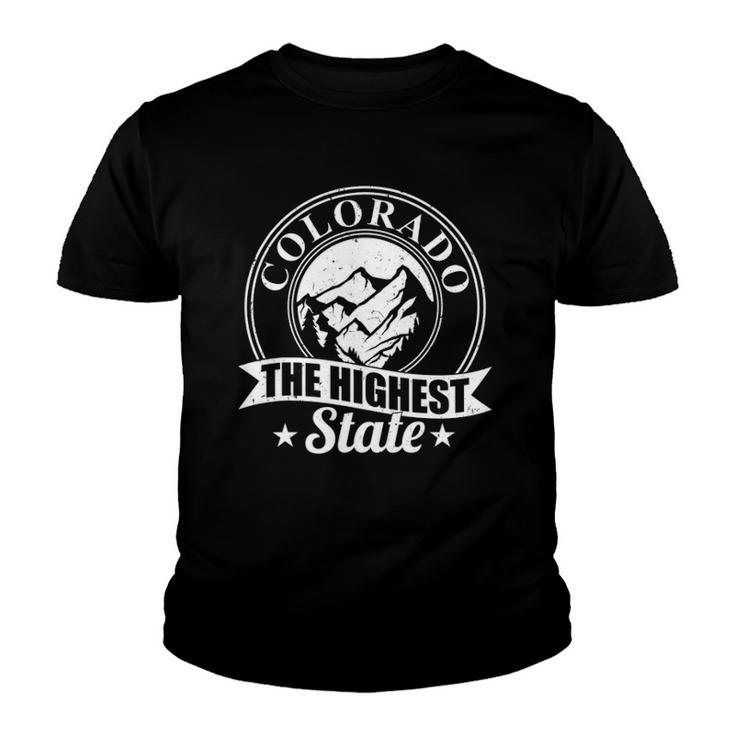 Mountain Outdoor Colorado The Highest State Youth T-shirt