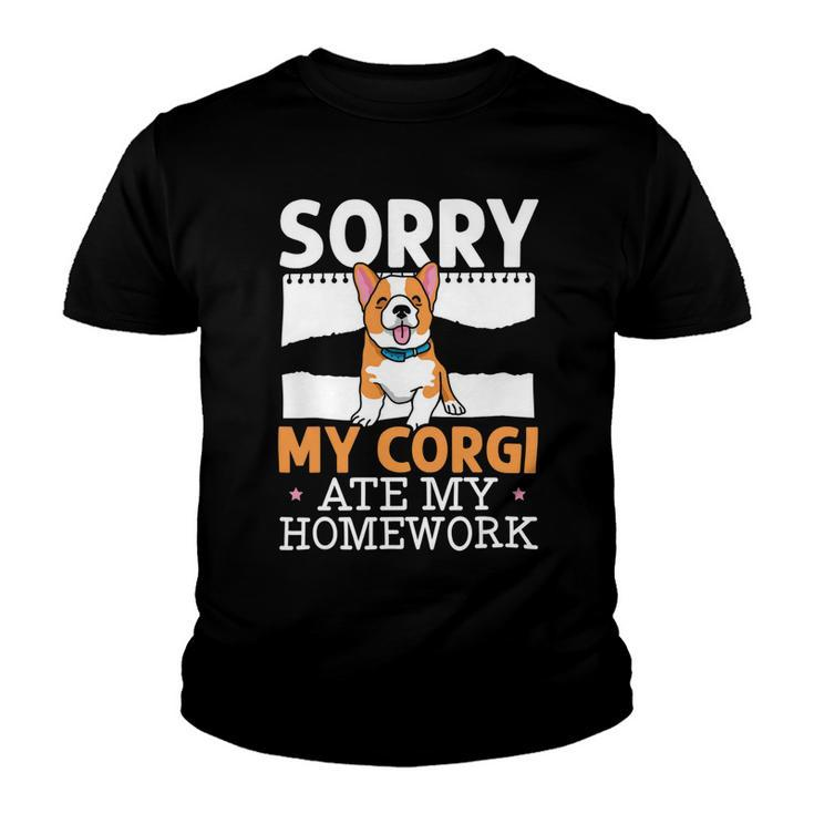 My Corgi Ate My Homework Welsh Corgi Dog Owner Puppy V2 Youth T-shirt