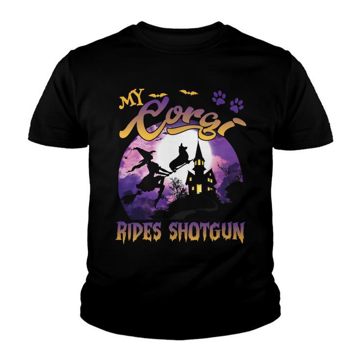 My Corgi Rides Shotgun Cool Halloween Protector Witch Dog V2 Youth T-shirt