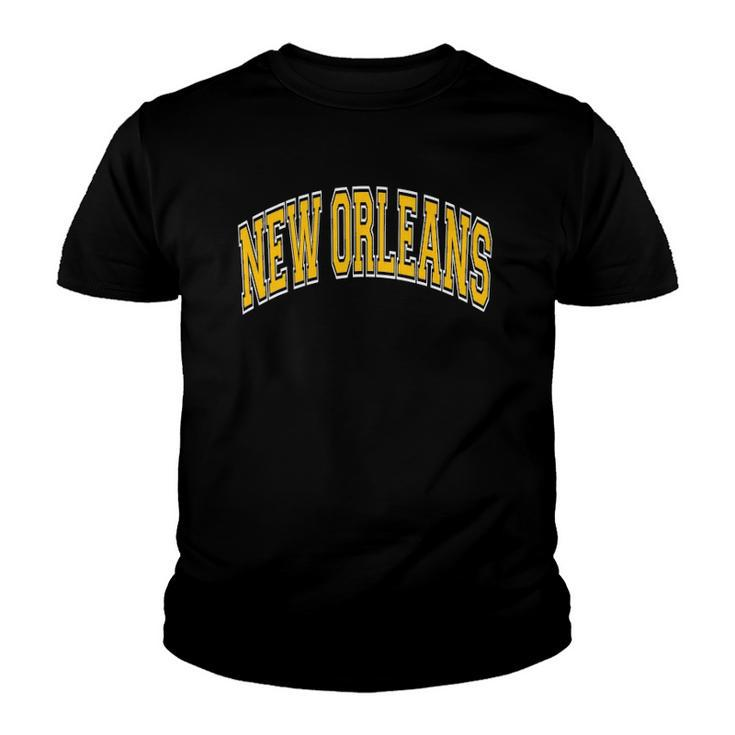 New Orleans Louisiana Varsity Style Amber Text Youth T-shirt