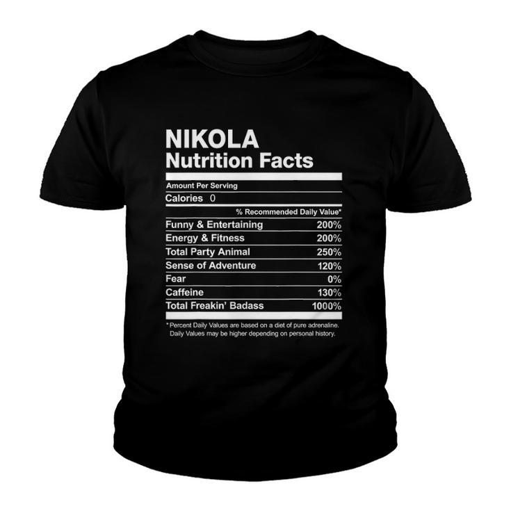 Nikola Nutrition Facts Name Family Funny Youth T-shirt
