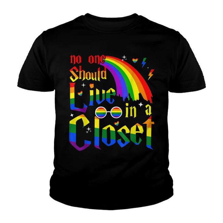 No One Should Live In A Closet Lgbt-Q Gay Pride Proud Ally  Youth T-shirt