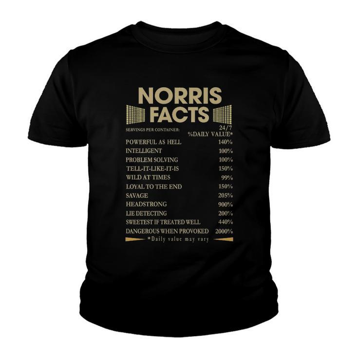 Norris Name Gift   Norris Facts Youth T-shirt