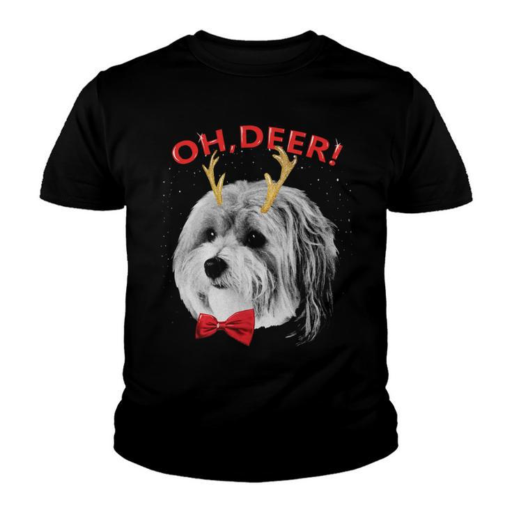 Oh Deer Havanese Xmas Red Bowtie V2 Youth T-shirt