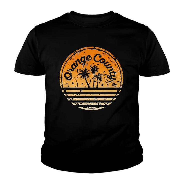 Orange County 70S Retro Surf Palm Tree Youth T-shirt