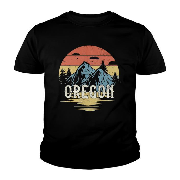 Oregon Mountains Retro Vintage Sunset Youth T-shirt