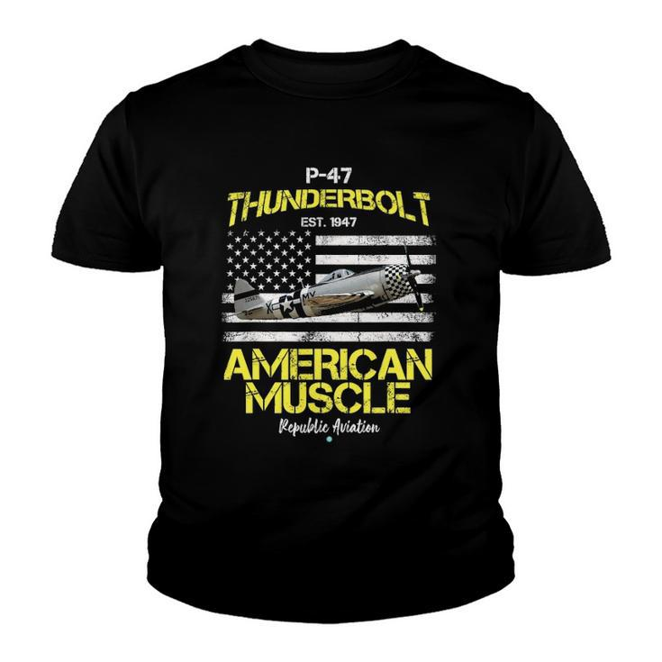 P-47 Thunderbolt Wwii Airplane American Muscle Gift Youth T-shirt