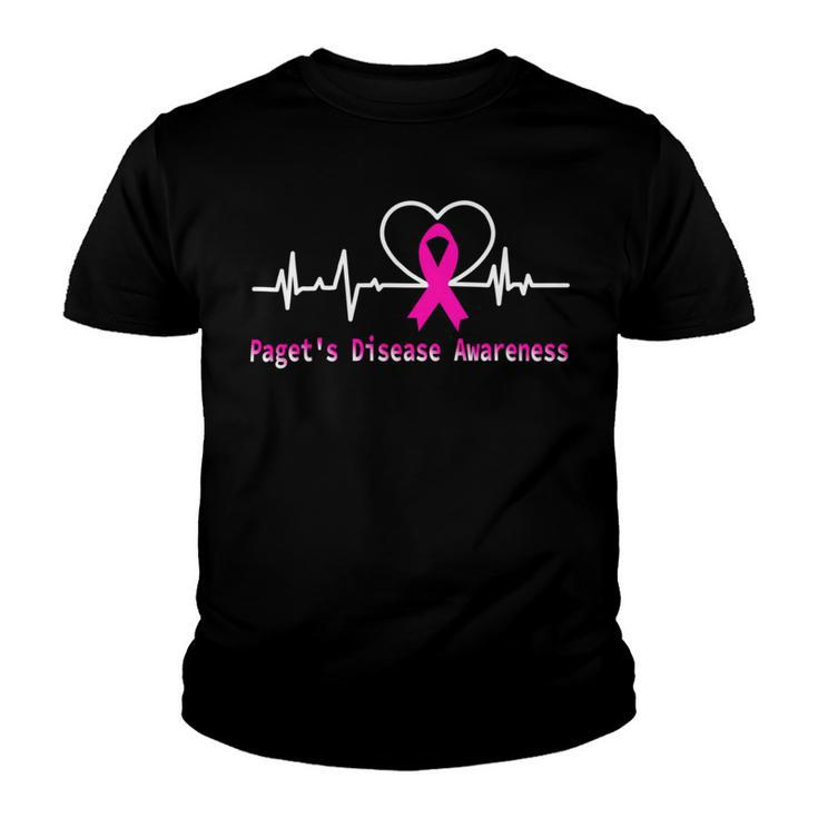 Pagets Disease Awareness Heartbeat  Pink Ribbon  Pagets Disease  Pagets Disease Awareness Youth T-shirt