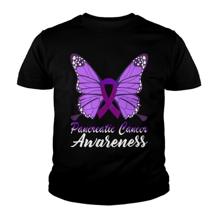 Pancreatic Cancer Awareness Butterfly  Purple Ribbon  Pancreatic Cancer  Pancreatic Cancer Awareness Youth T-shirt