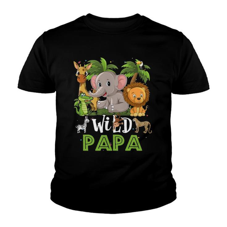 Papa Of The Wild Zoo Birthday Safari Jungle Animal Funny Youth T-shirt