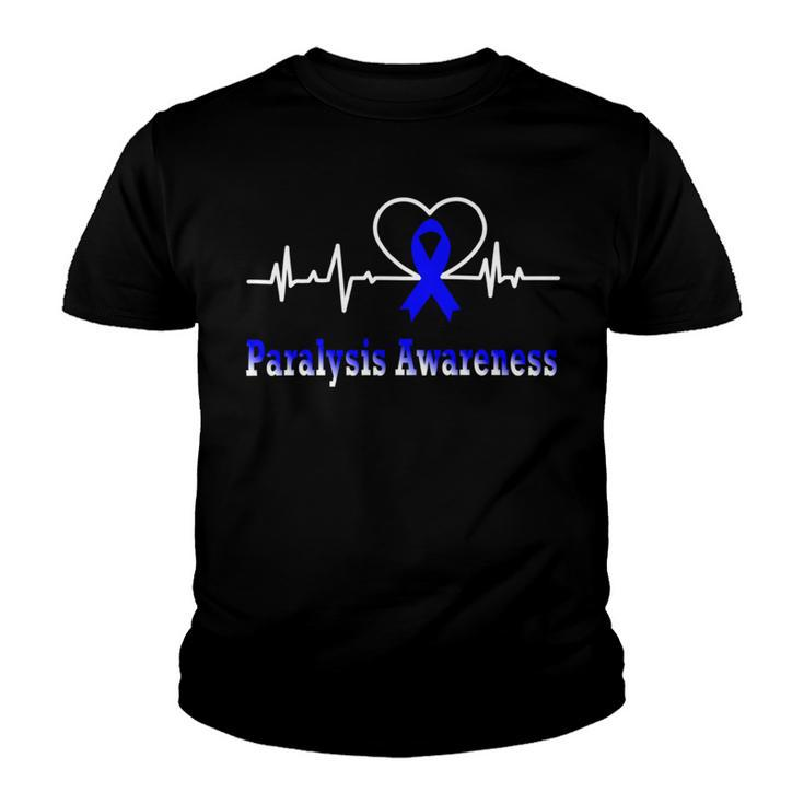 Paralysis Awareness Awareness Heartbeat  Blue Ribbon  Paralysis  Paralysis Awareness Youth T-shirt