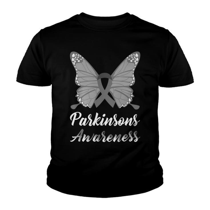Parkinsons Awareness Butterfly  Grey Ribbon  Parkinsons  Parkinsons Awareness Youth T-shirt