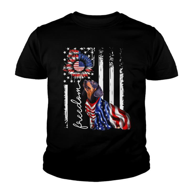 Patriotic 4Th Of July Weiner Dachshund Dog Freedom   Youth T-shirt