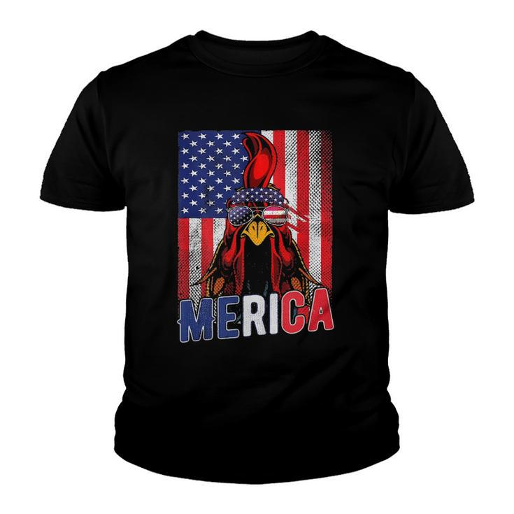 Patriotic Chicken Merica 4Th Of July Usa Independence  Youth T-shirt