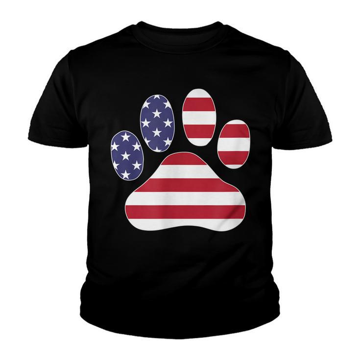 Patriotic Dog Paw Print For 4Th Of July  Youth T-shirt